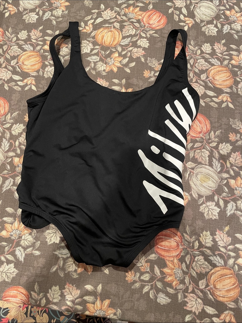 Black Women’s One-Piece Swimsuit with Side Script Nike